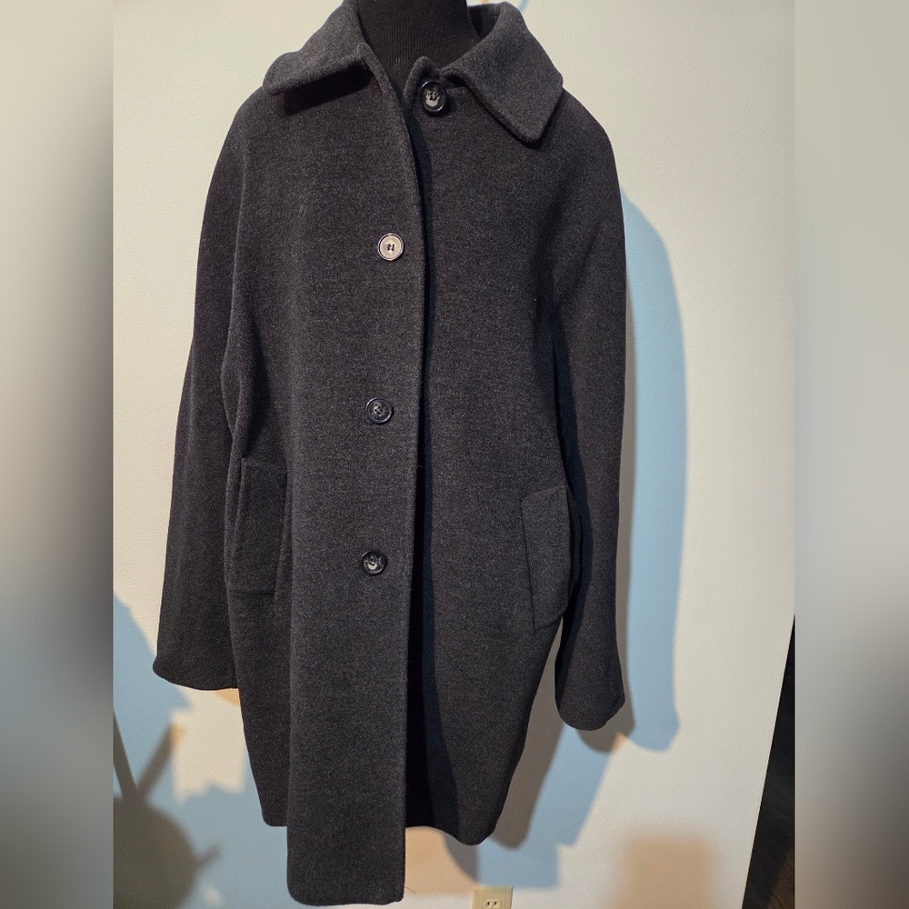 Cashmere & Wool Coat Plus Size 16 Gray, Classic Dolman Sleeve Barry Levine